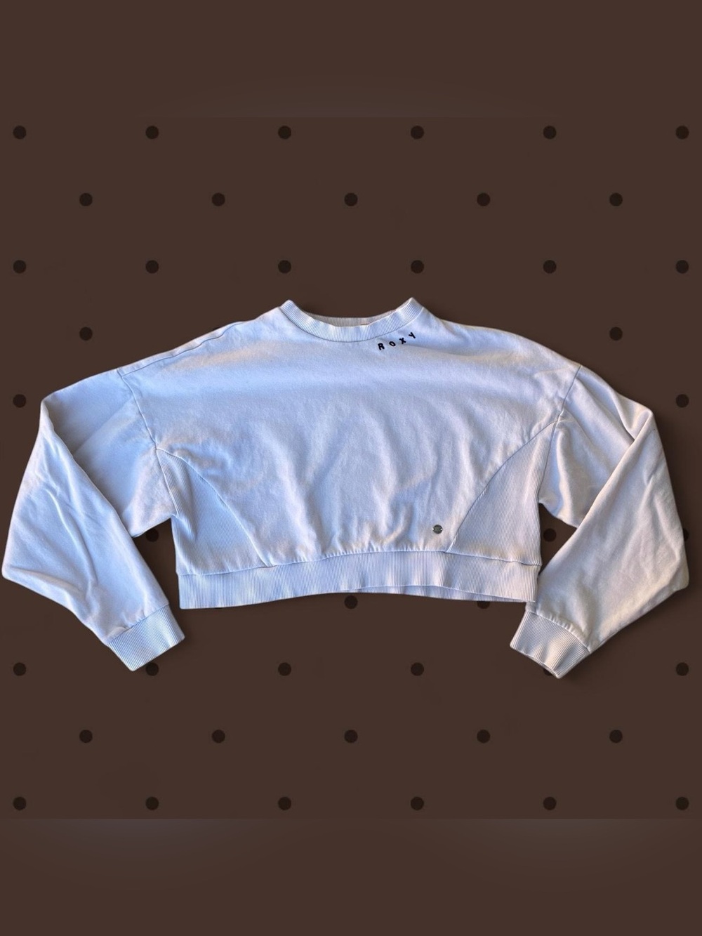 Roxy White Cropped Crew Sweatshirt